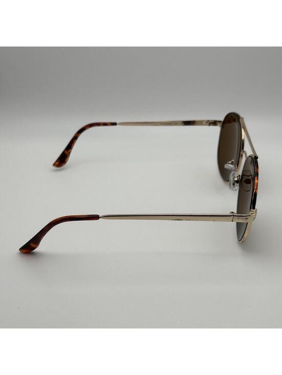 Oscar de la Renta Round Metal Aviator Gold Tone Sunglasses Brown Lenses main image 12
